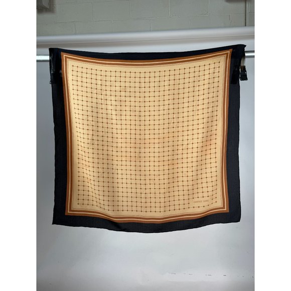 Goeffrey Beene Vintage Grid Scarf 31 x 30 Brown Grid Polyester - Picture 13 of 16